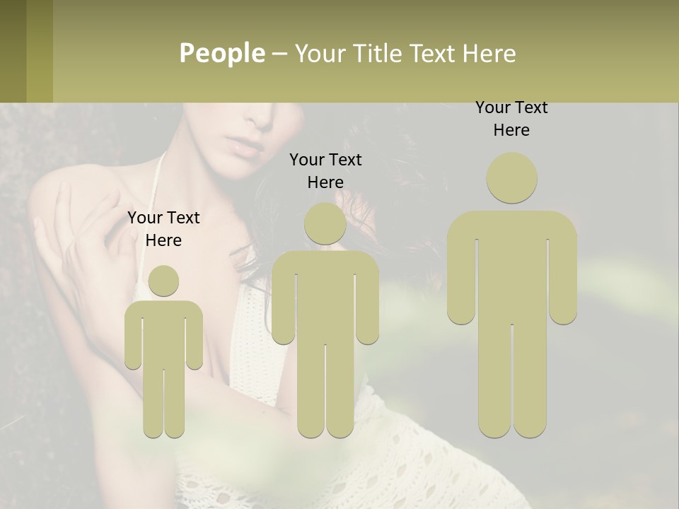 A Beautiful Woman In A White Dress Sitting Next To A Tree PowerPoint Template