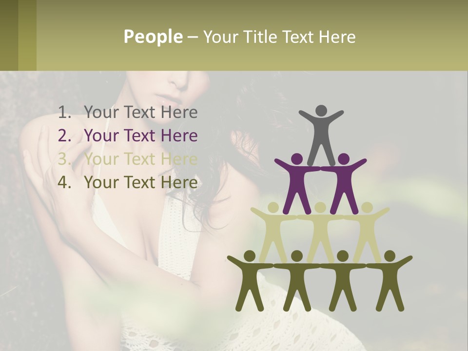 A Beautiful Woman In A White Dress Sitting Next To A Tree PowerPoint Template