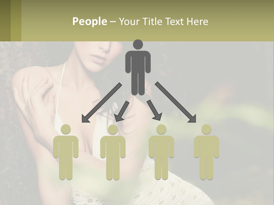 A Beautiful Woman In A White Dress Sitting Next To A Tree PowerPoint Template