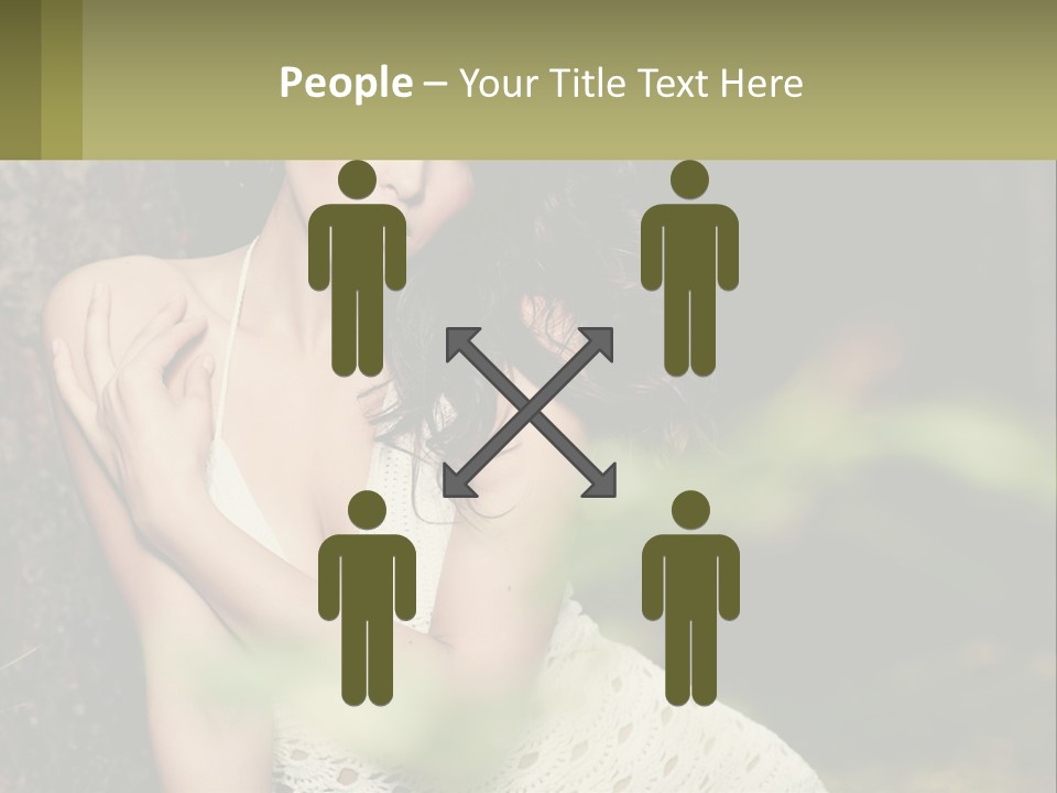 A Beautiful Woman In A White Dress Sitting Next To A Tree PowerPoint Template