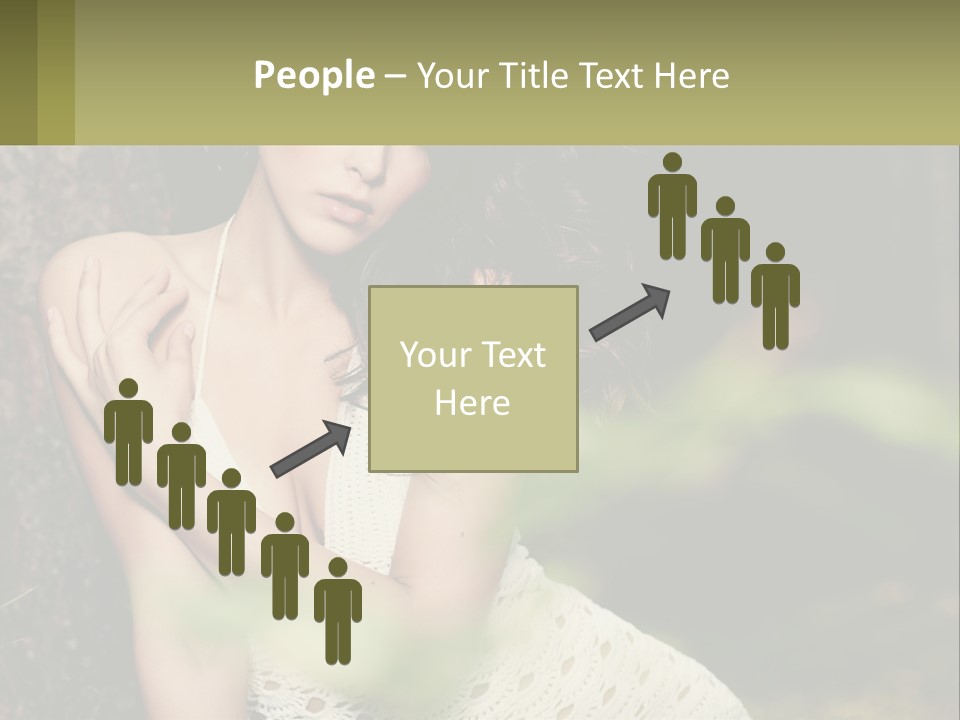 A Beautiful Woman In A White Dress Sitting Next To A Tree PowerPoint Template
