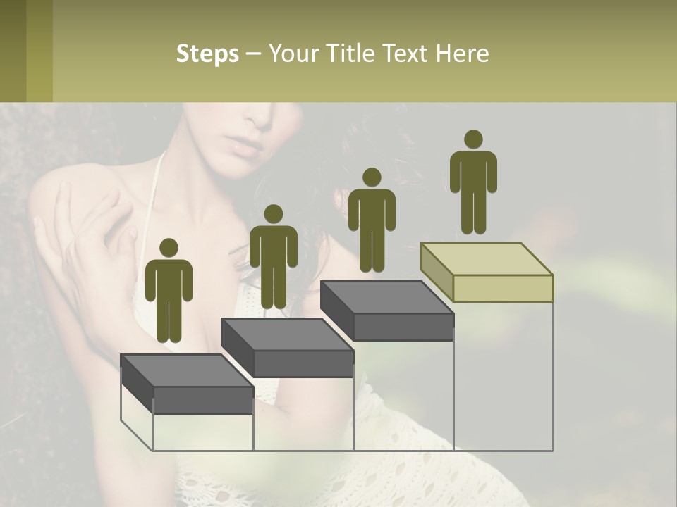 A Beautiful Woman In A White Dress Sitting Next To A Tree PowerPoint Template