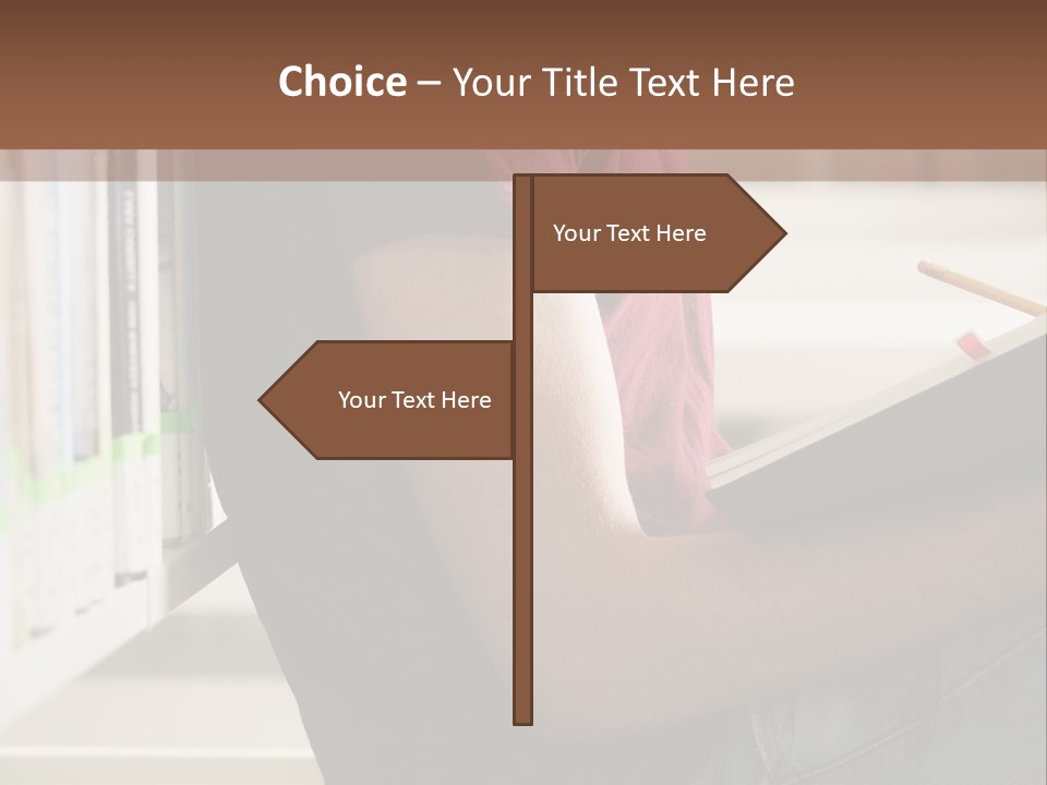 A Man Sitting In A Library Reading A Book PowerPoint Template