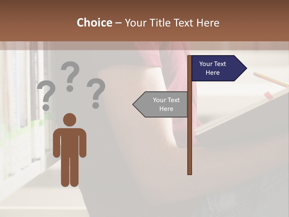 A Man Sitting In A Library Reading A Book PowerPoint Template