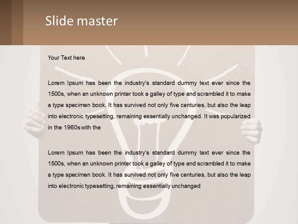 A Person Holding A Sign With A Light Bulb On It PowerPoint Template