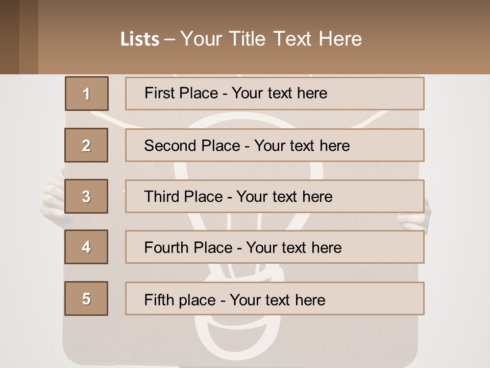 A Person Holding A Sign With A Light Bulb On It PowerPoint Template