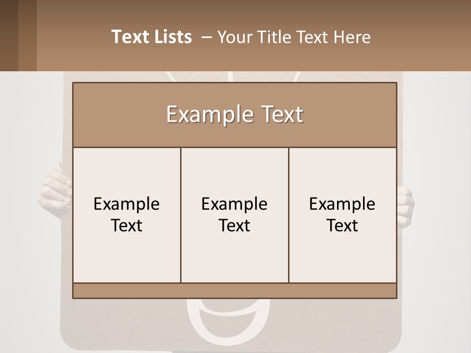 A Person Holding A Sign With A Light Bulb On It PowerPoint Template