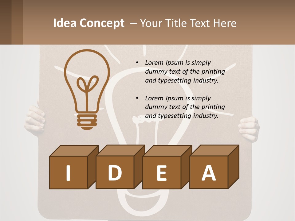 A Person Holding A Sign With A Light Bulb On It PowerPoint Template