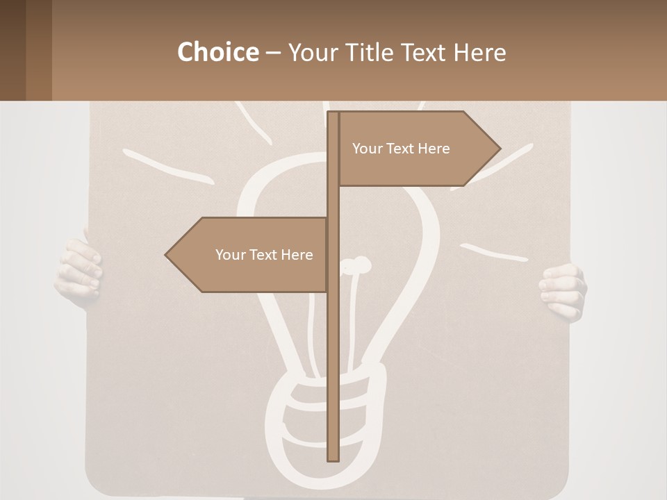 A Person Holding A Sign With A Light Bulb On It PowerPoint Template