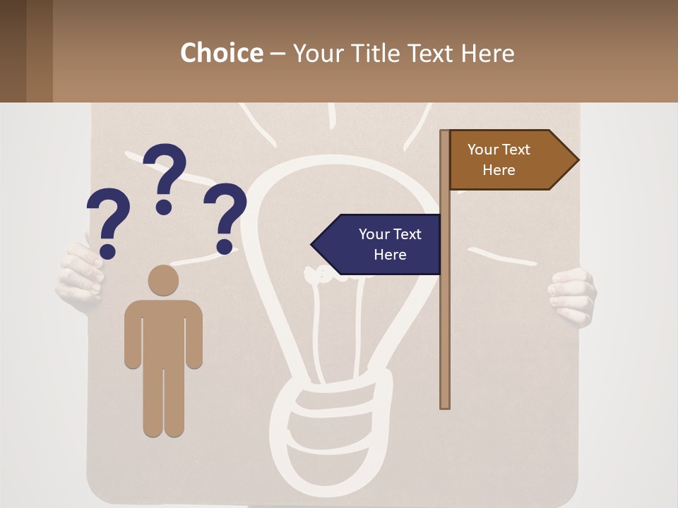 A Person Holding A Sign With A Light Bulb On It PowerPoint Template