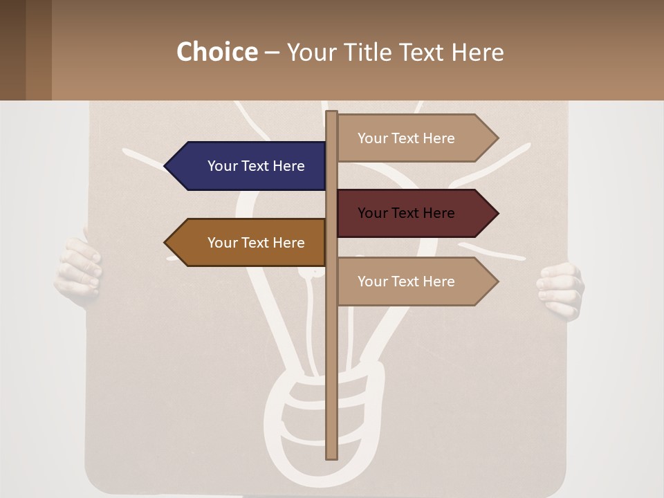 A Person Holding A Sign With A Light Bulb On It PowerPoint Template