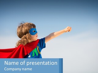 A Child In A Superhero Costume PowerPoint Template