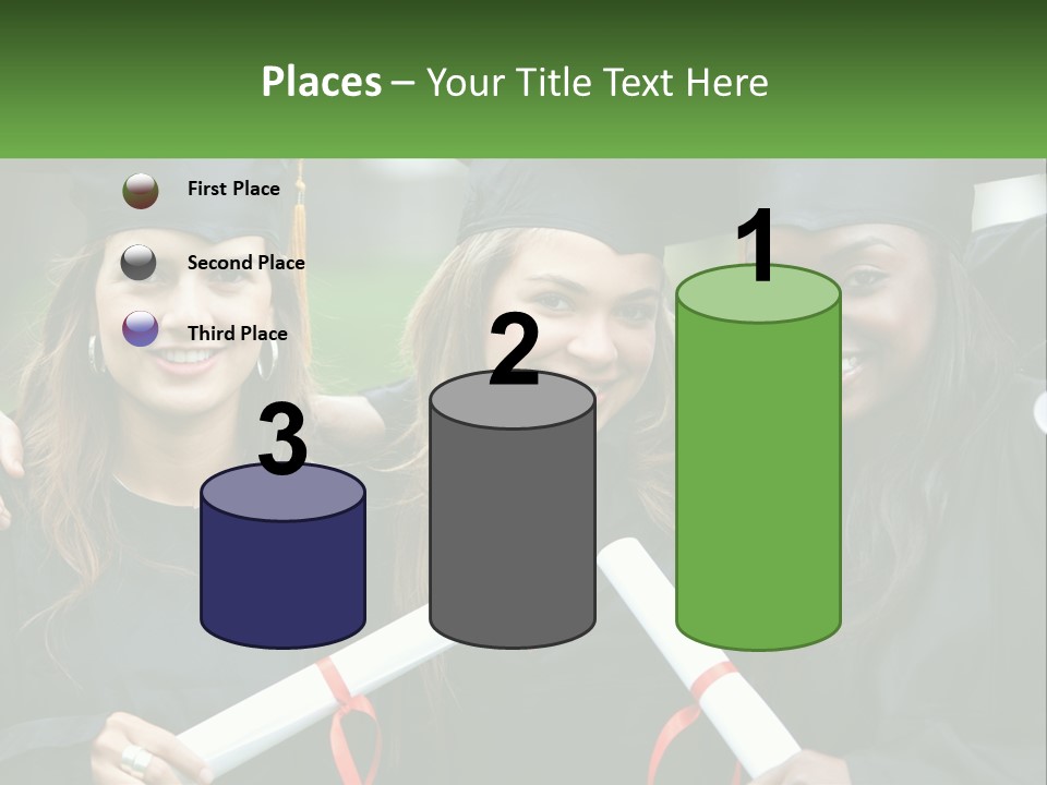 A Group Of Young Women In Graduation Gowns Posing For A Picture PowerPoint Template