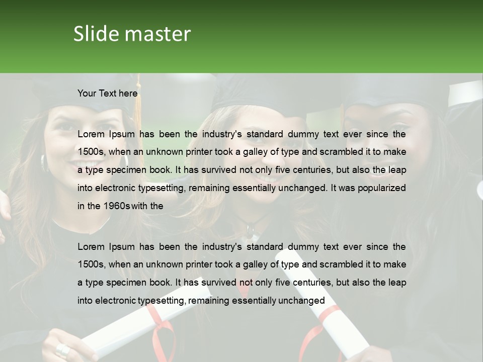 A Group Of Young Women In Graduation Gowns Posing For A Picture PowerPoint Template