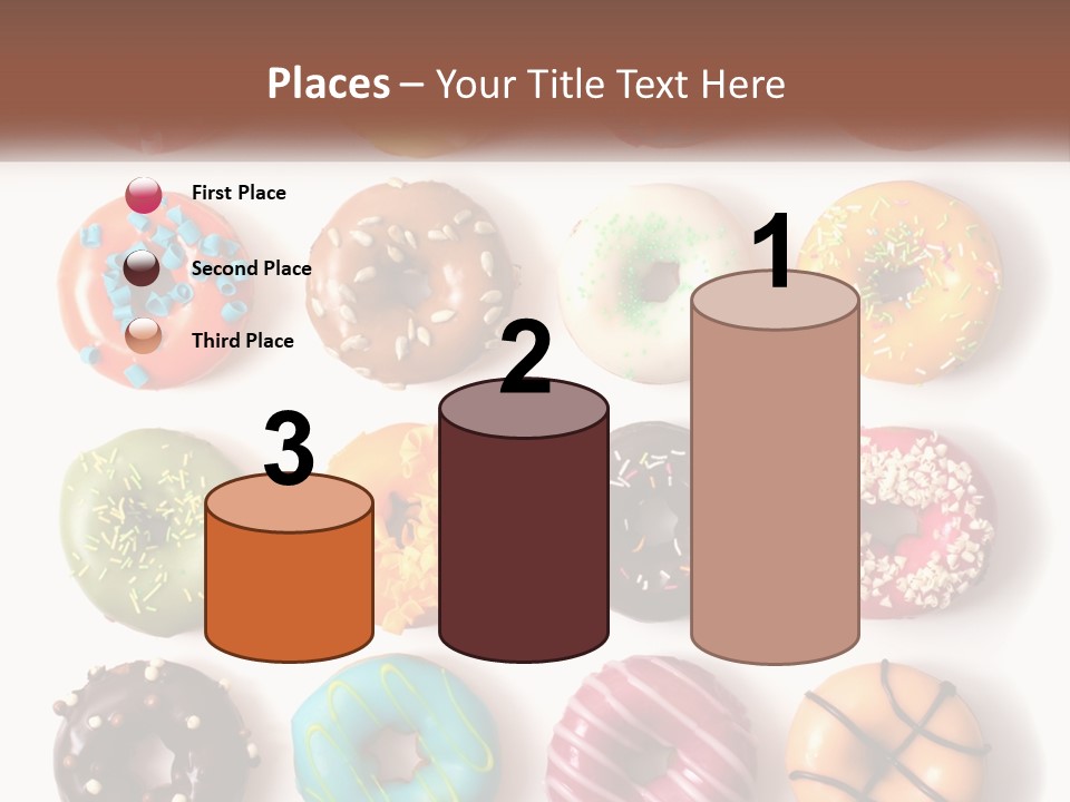 A Variety Of Donuts Are Arranged In A Row PowerPoint Template