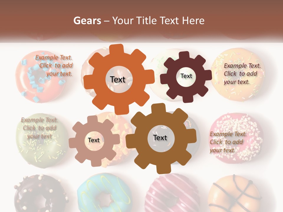A Variety Of Donuts Are Arranged In A Row PowerPoint Template