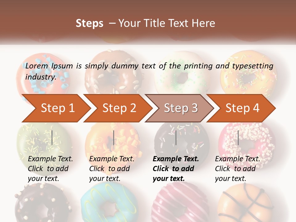 A Variety Of Donuts Are Arranged In A Row PowerPoint Template