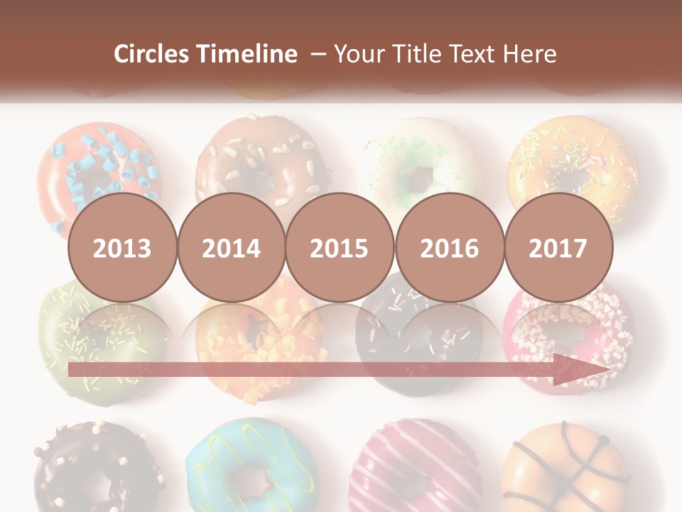 A Variety Of Donuts Are Arranged In A Row PowerPoint Template