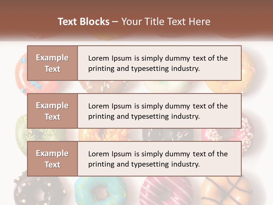 A Variety Of Donuts Are Arranged In A Row PowerPoint Template