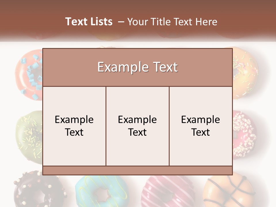 A Variety Of Donuts Are Arranged In A Row PowerPoint Template