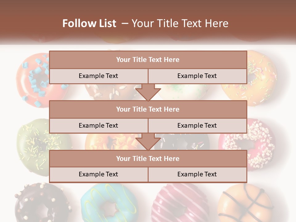 A Variety Of Donuts Are Arranged In A Row PowerPoint Template