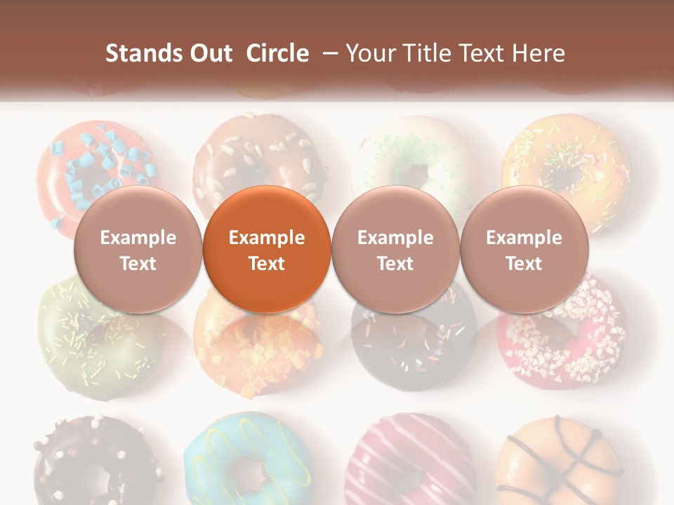 A Variety Of Donuts Are Arranged In A Row PowerPoint Template