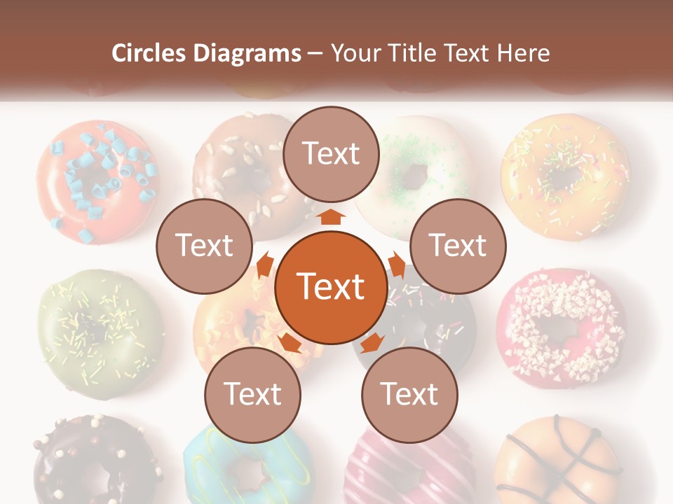 A Variety Of Donuts Are Arranged In A Row PowerPoint Template