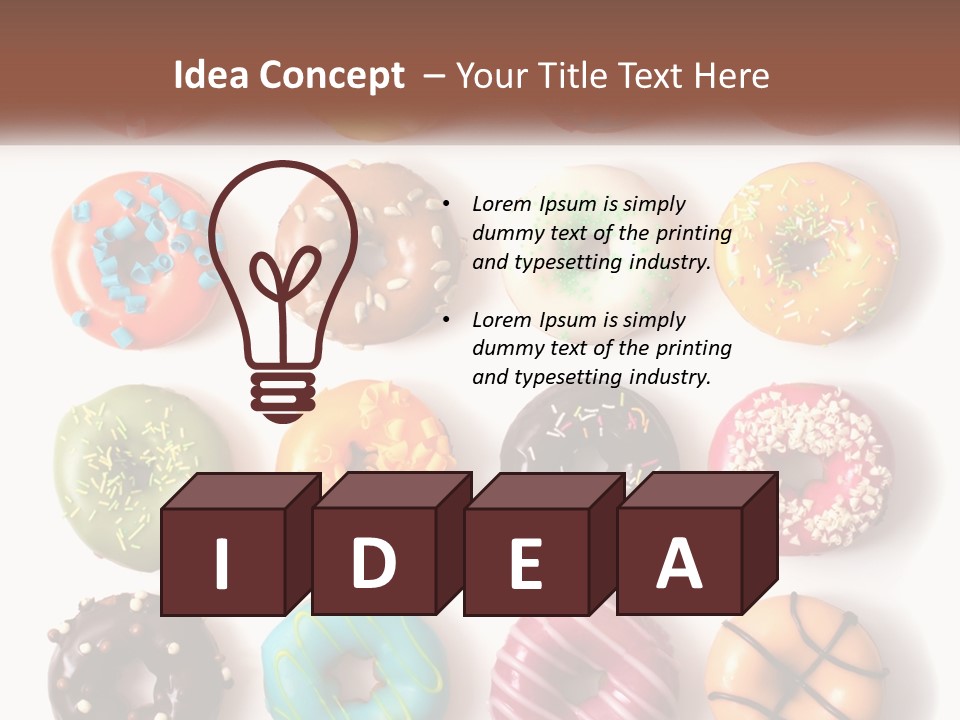 A Variety Of Donuts Are Arranged In A Row PowerPoint Template