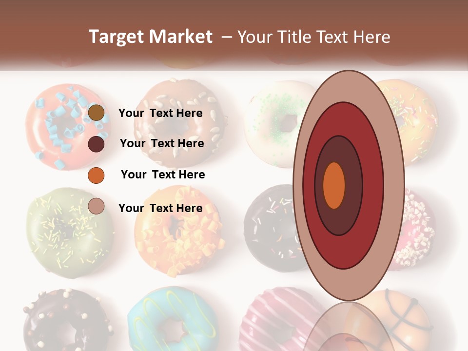 A Variety Of Donuts Are Arranged In A Row PowerPoint Template