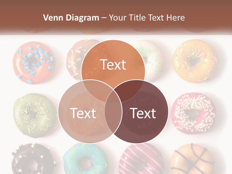 A Variety Of Donuts Are Arranged In A Row PowerPoint Template