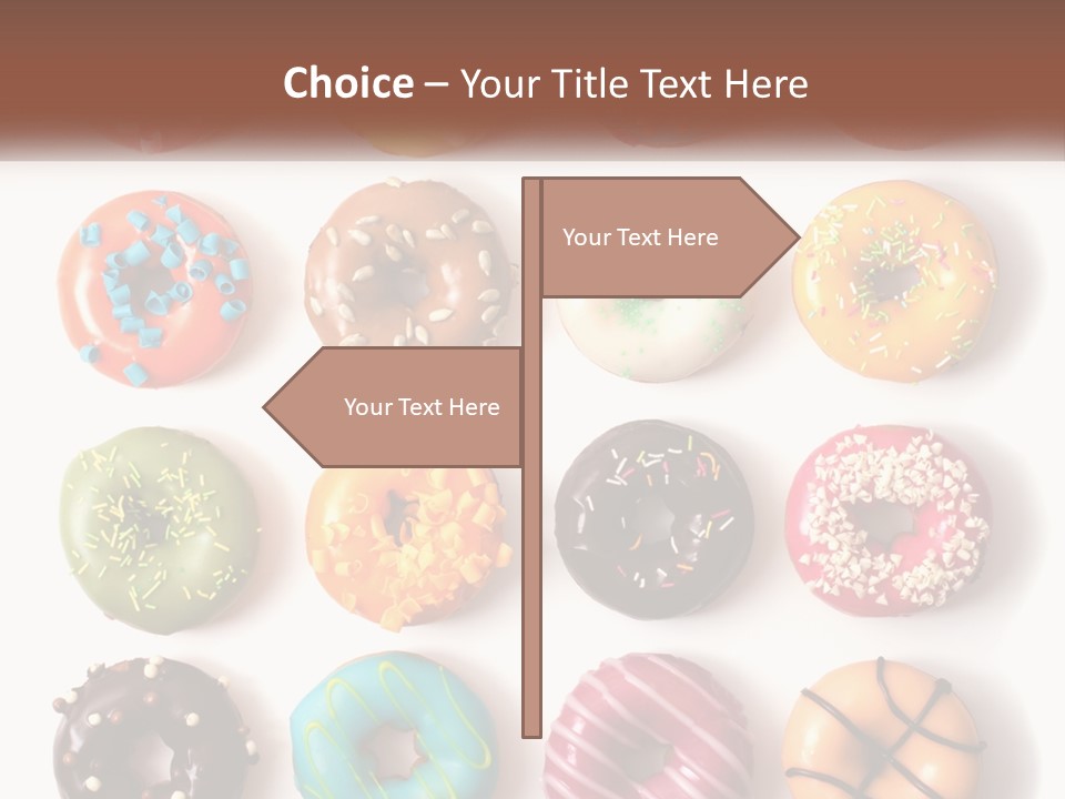 A Variety Of Donuts Are Arranged In A Row PowerPoint Template