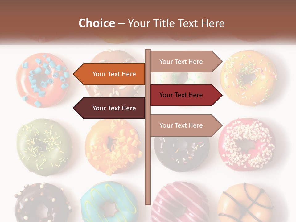 A Variety Of Donuts Are Arranged In A Row PowerPoint Template
