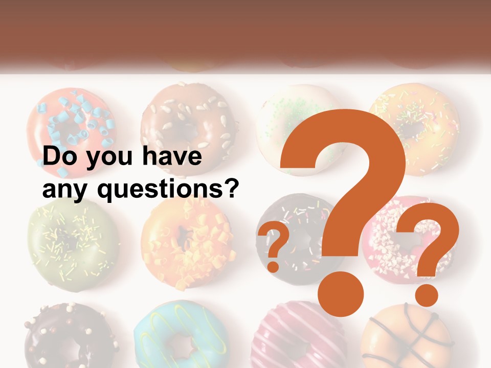 A Variety Of Donuts Are Arranged In A Row PowerPoint Template
