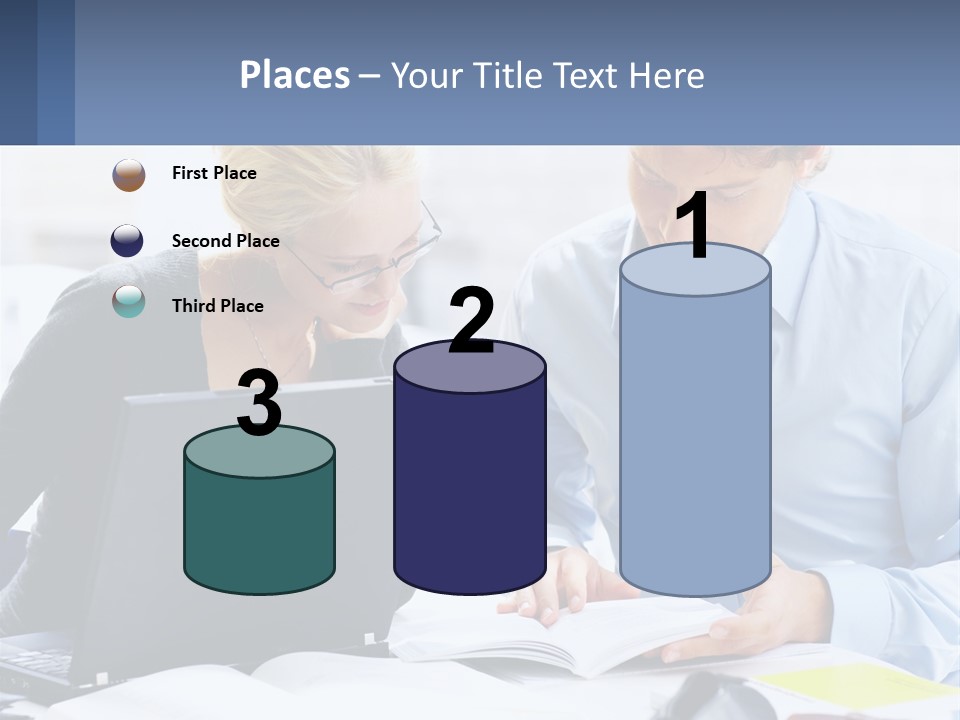 A Man And Woman Looking At A Laptop Screen PowerPoint Template