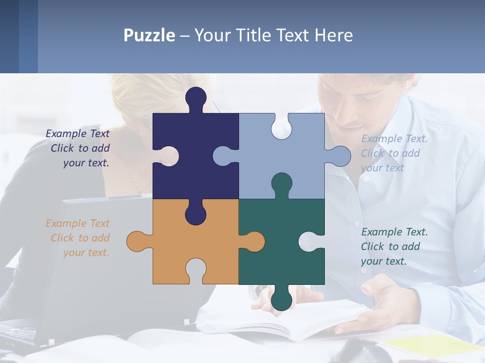 A Man And Woman Looking At A Laptop Screen PowerPoint Template