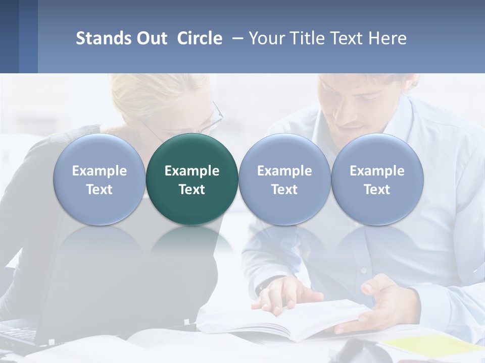 A Man And Woman Looking At A Laptop Screen PowerPoint Template