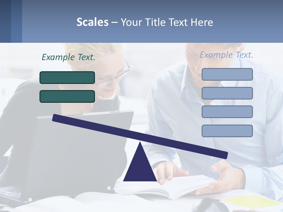 A Man And Woman Looking At A Laptop Screen PowerPoint Template