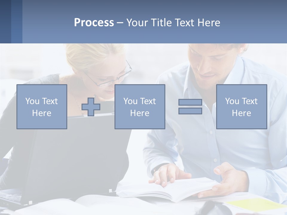 A Man And Woman Looking At A Laptop Screen PowerPoint Template