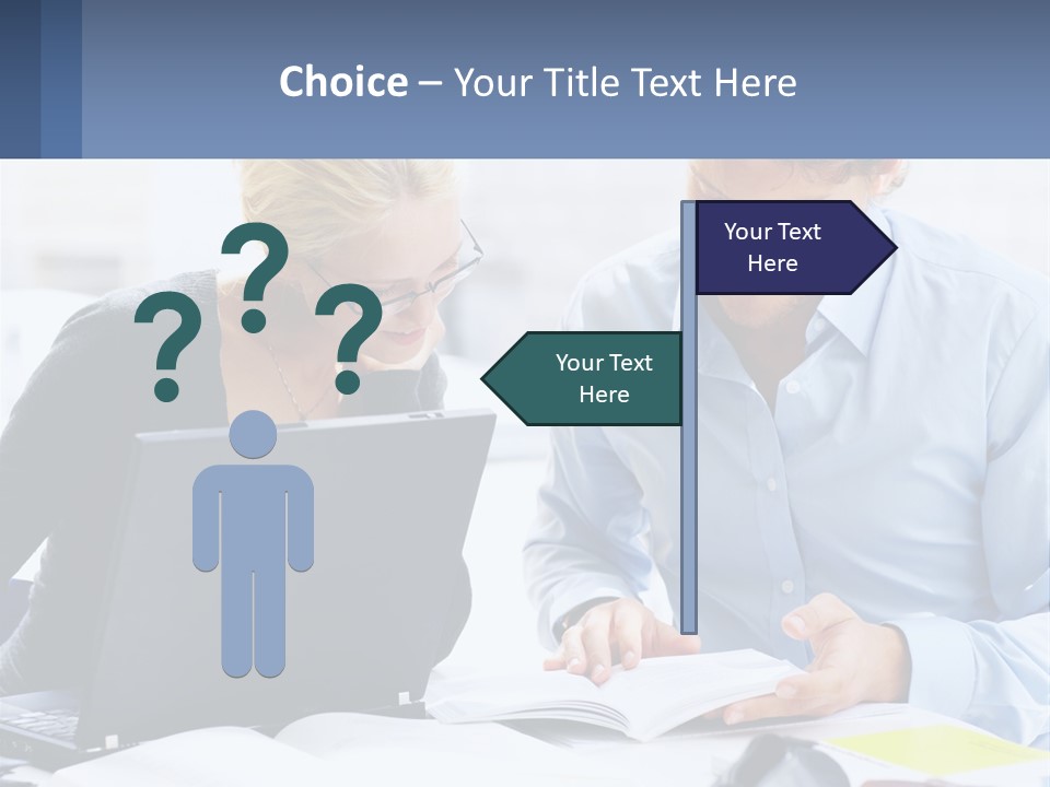 A Man And Woman Looking At A Laptop Screen PowerPoint Template