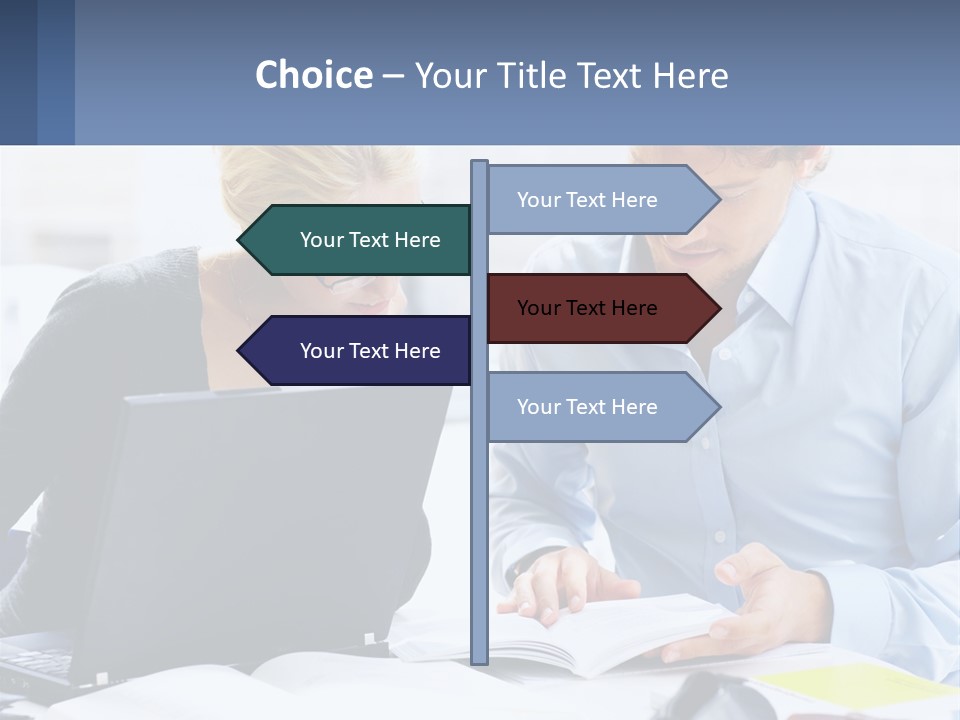 A Man And Woman Looking At A Laptop Screen PowerPoint Template