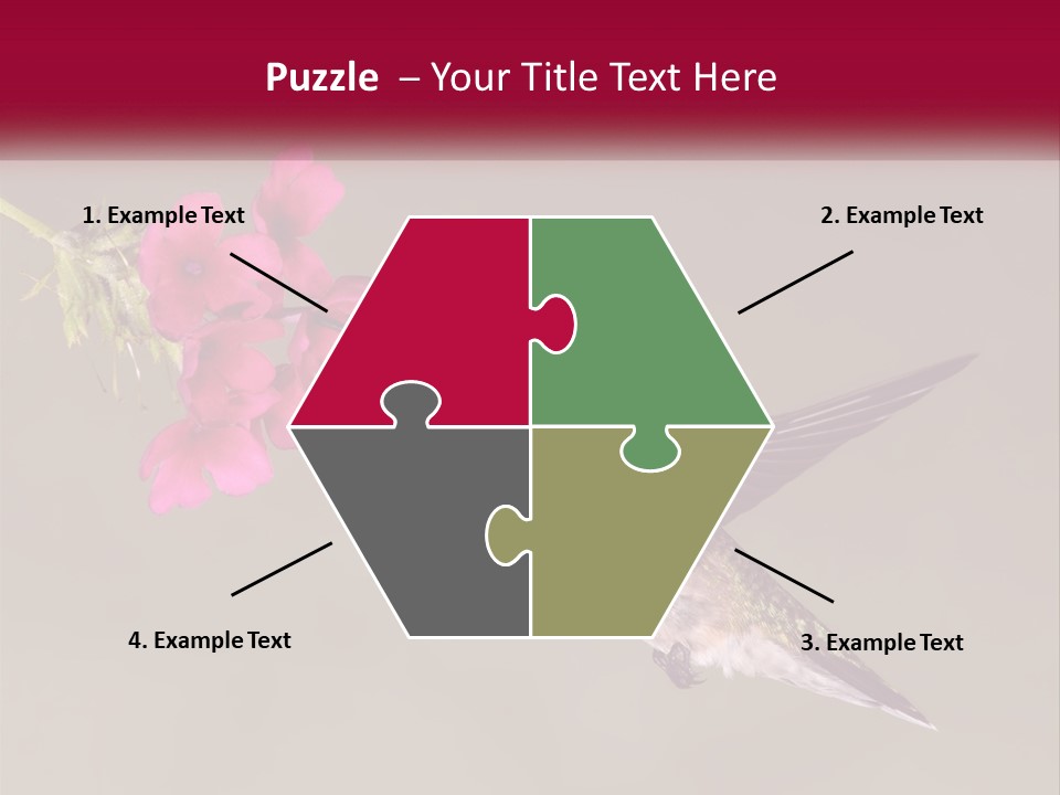 A Hummingbird With A Pink Flower In Its Beak PowerPoint Template