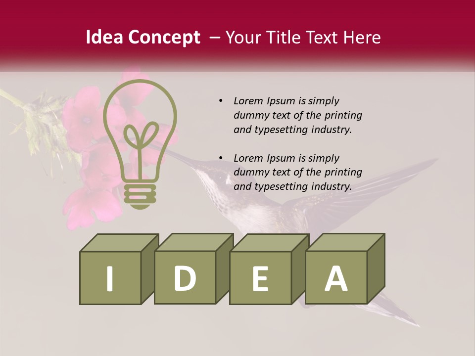 A Hummingbird With A Pink Flower In Its Beak PowerPoint Template