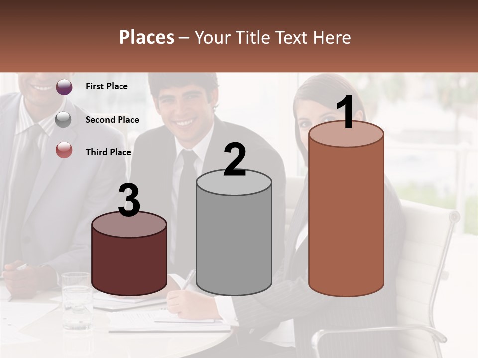 A Group Of Business People Sitting At A Table PowerPoint Template