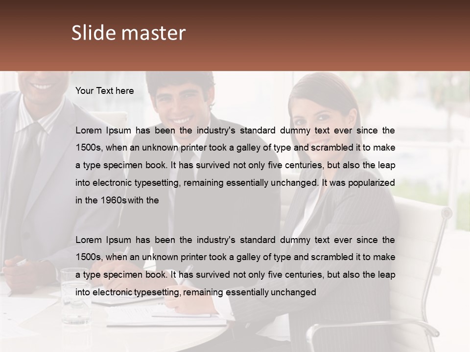 A Group Of Business People Sitting At A Table PowerPoint Template