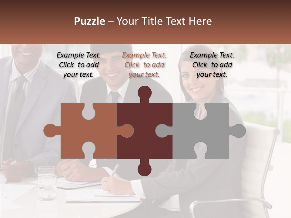 A Group Of Business People Sitting At A Table PowerPoint Template