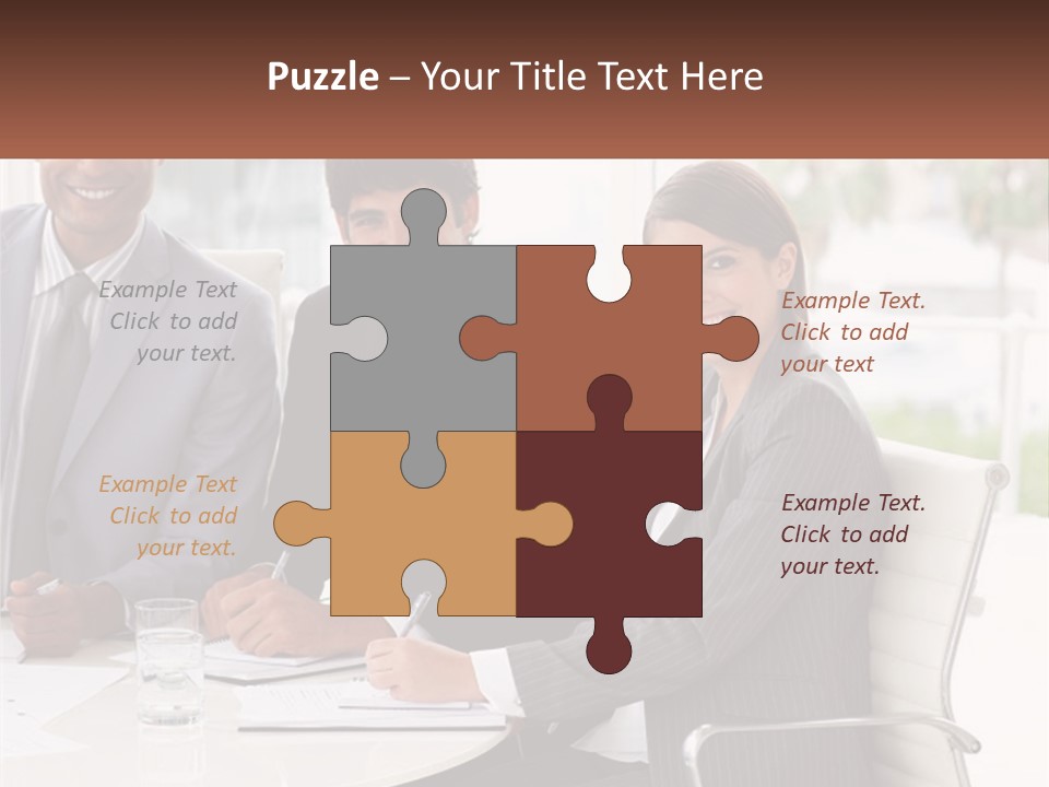 A Group Of Business People Sitting At A Table PowerPoint Template