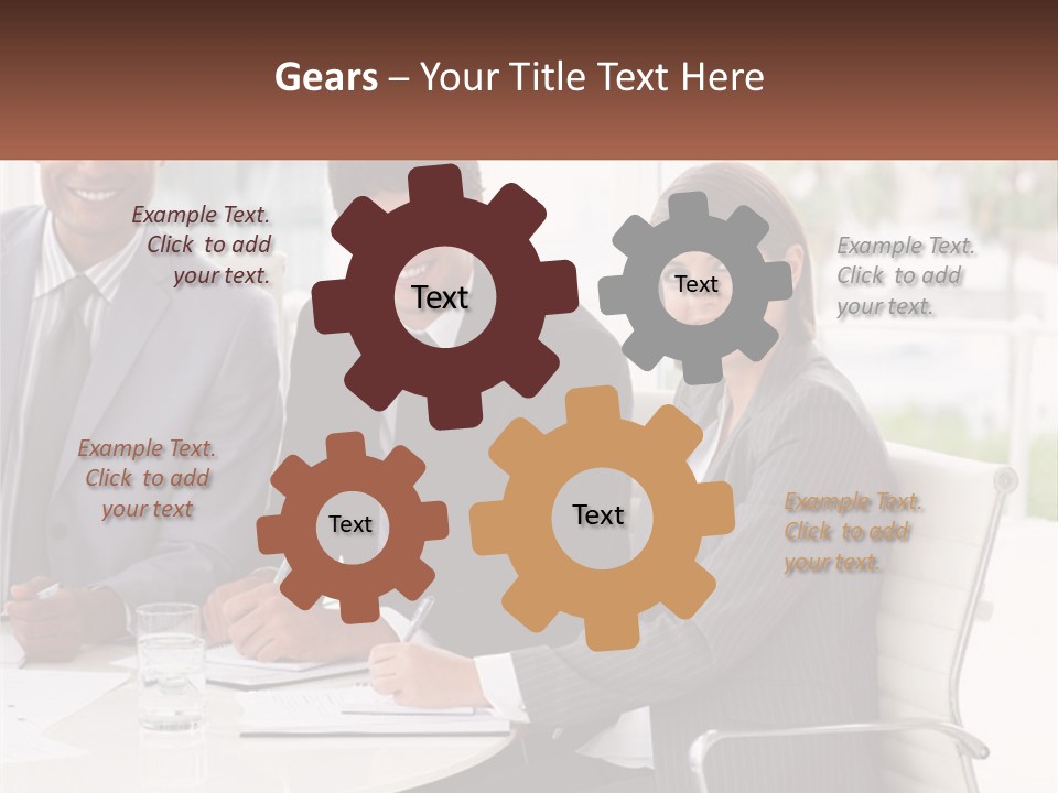 A Group Of Business People Sitting At A Table PowerPoint Template