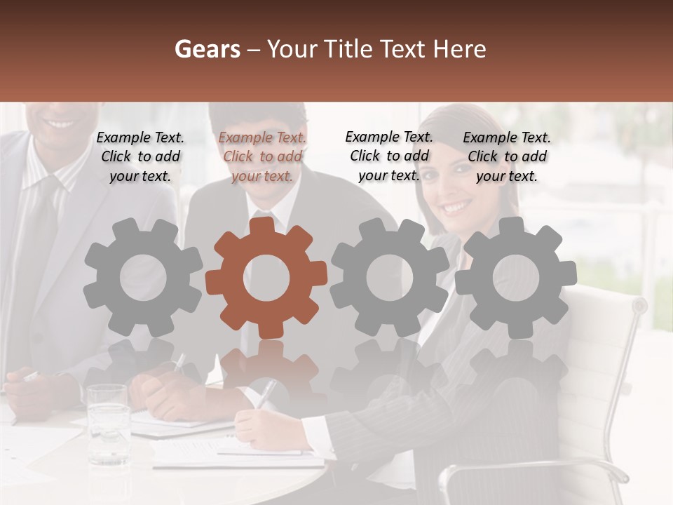 A Group Of Business People Sitting At A Table PowerPoint Template