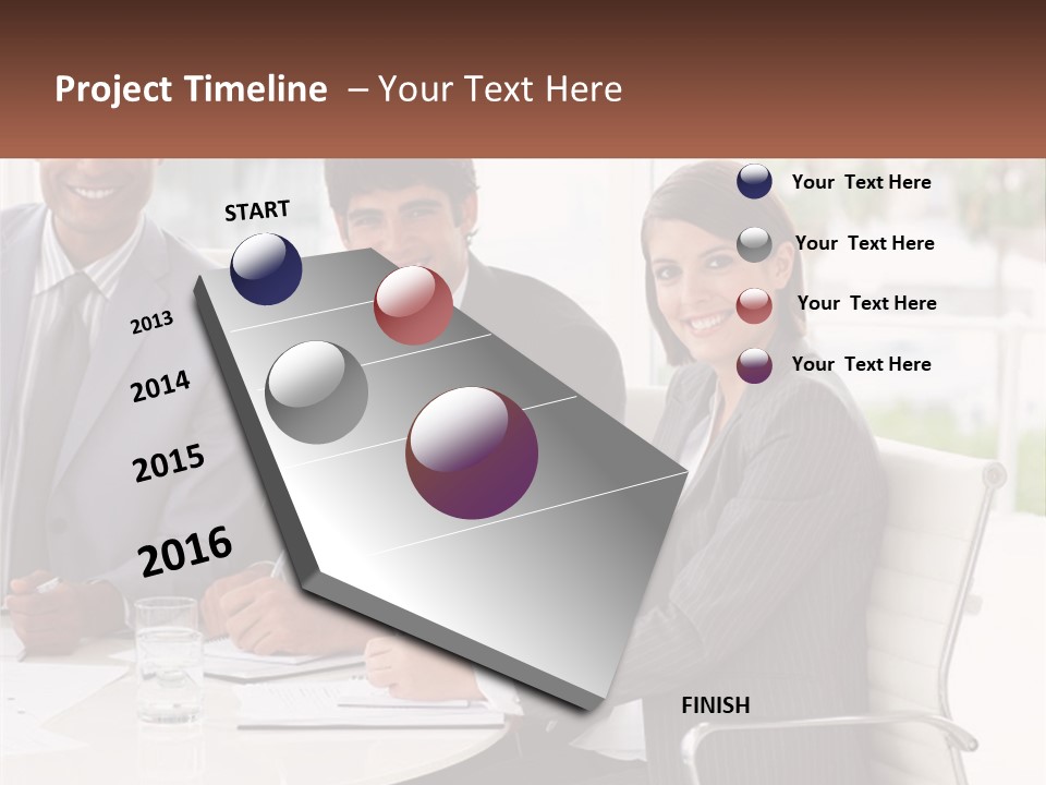 A Group Of Business People Sitting At A Table PowerPoint Template