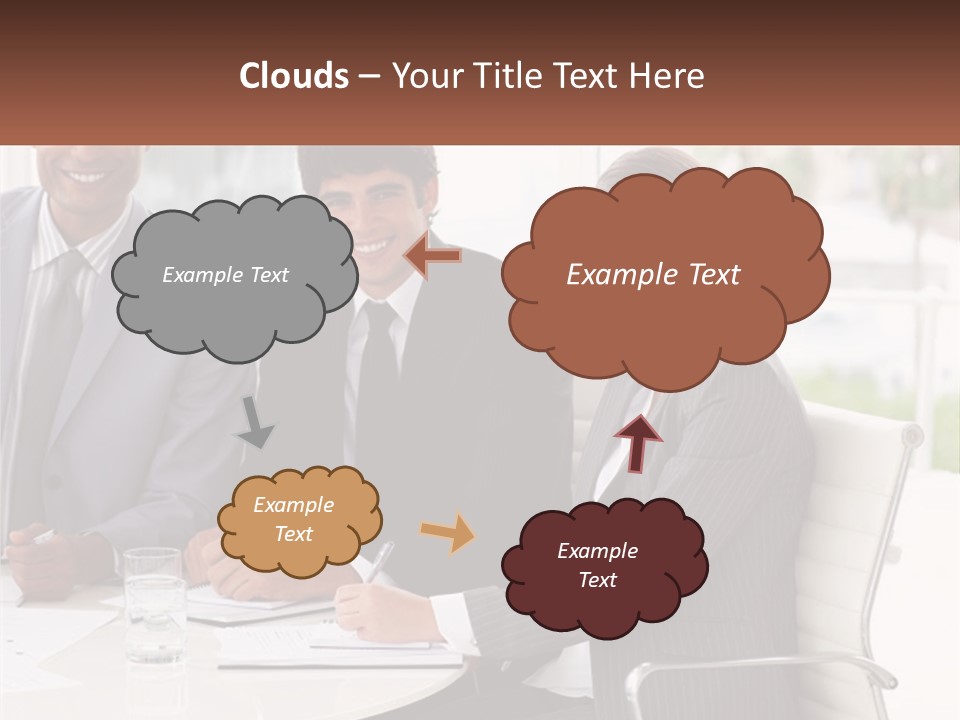 A Group Of Business People Sitting At A Table PowerPoint Template